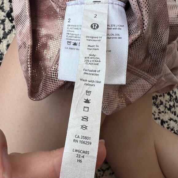 Lululemon Diamond dye metallic print align leggings, Dusty pink, Size 2 A135 - Picture 6 of 7